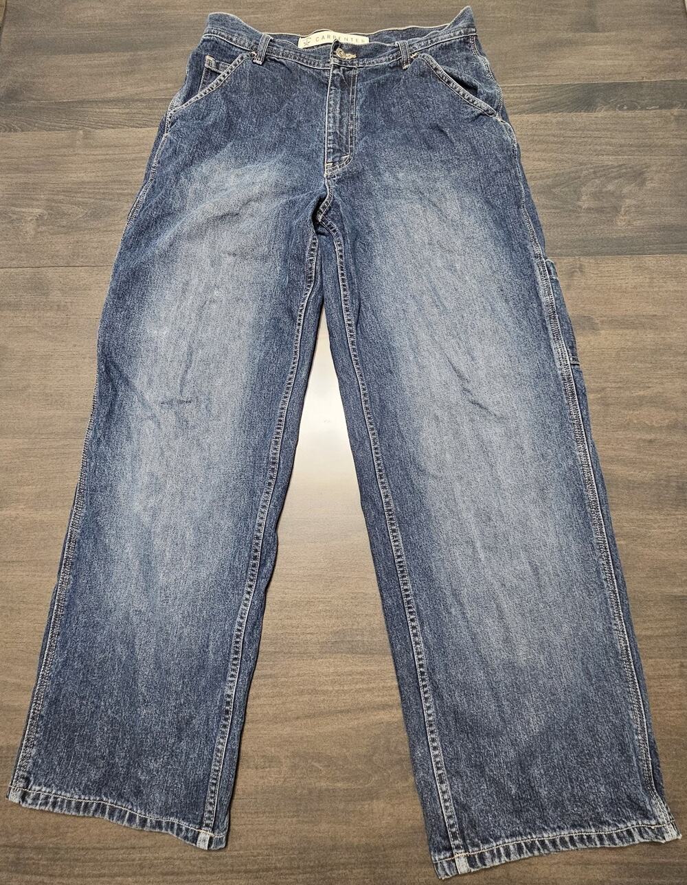 Arizona Authentic Jeanswear Blue Baggy Carpenter Jeans Men's Size 32x30 Faded